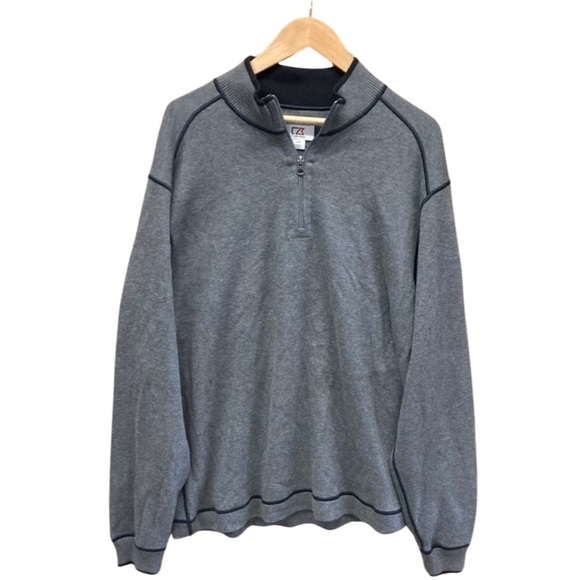 Cutter & Buck Men’s‎ L Sweater 1/4 Zip Pullover Long Sleeve Contrast Stitching - Picture 1 of 8